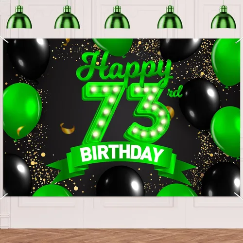 Miniatura 66 de Cartel de feliz cumpleaños 26 verde y negro, telón de fondo con texto en inglés "Cheers to 26 years old confeti", globos de confeti, decoración
