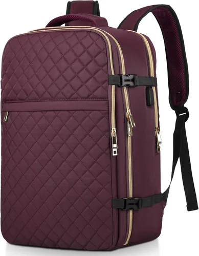 Miniatura 17 de MOMUVO Mochila de viaje para mujer, mochila de mano aprobada por aerolíneas, mochila para laptop de 15.6 pulgadas con puerto de carga USB, mochila