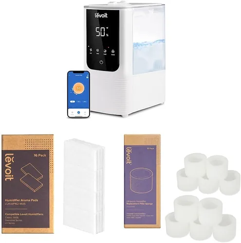 LEVOIT OasisMist Humidificadores inteligentes de niebla fría y cálida y almohadillas aromáticas, paquete de 16, filtros de repuesto para
