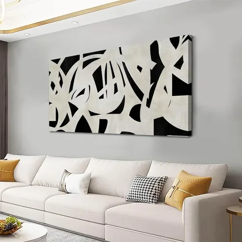 Arte de pared geométrico de mediados de siglo, decoración moderna en blanco y negro, cuadros para paredes, lienzo fotográfico para sala de estar,