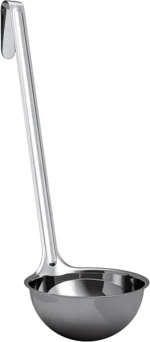Cucharón de sopa súper resistente y ergonómico de 8 onzas, 1 paquete. Cucharones de acero inoxidable con asas largas. Los mejores accesorios de