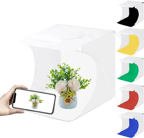 Mini caja de luz de estudio PULUZ 7.87 pulgadas/7.9 in plegable fotografía iluminación tienda de campaña con 40 cuentas LED, 6 colores de fondo para