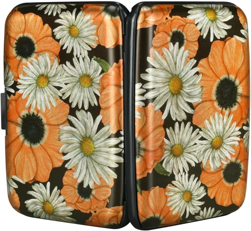 Miniatura 10 de ELFISH Mini cartera de aluminio RFID para tarjetas de crédito, funda de identificación de metal para hombres y mujeres, Happy Flower, Cartera Rfid