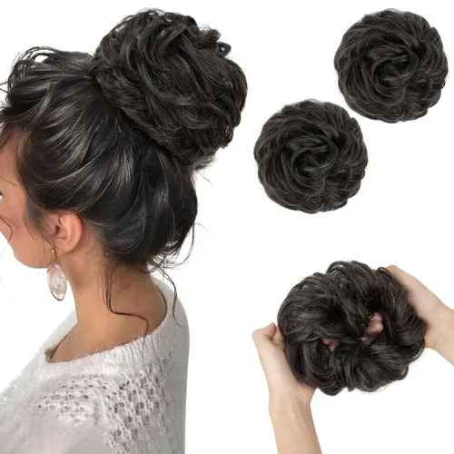 Miniatura 39 de SARLA 2 piezas de cabello desordenado color burdeos, onduladas, rizadas, sintéticas, coleteros falsos, extensiones de cola de caballo para mujeres