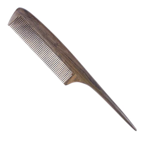 Miniatura 9 de Breezelike Peines para el cabello – Peine de cola de madera de dientes finos – Peine de madera de corazón morado sin estática con dientes de cuerno