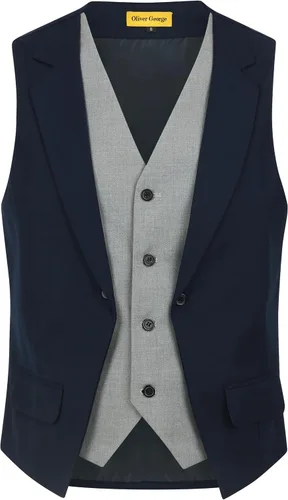 Miniatura 37 de Oliver George Chaleco formal de esmoquin en capas para hombre, chaleco de traje de negocios