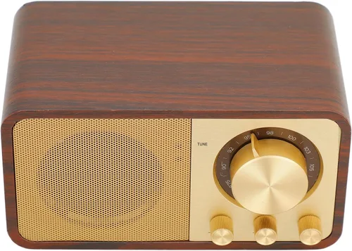 Yunseity Radio Bluetooth de madera retro, altavoces incorporados, altavoz portátil, elegante y vintage diseño vintage decoración altavoz para
