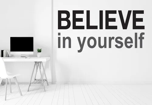 Calcomanía de pared motivacional – Believe in Yourself – Vinilo de pared con citas inspiradoras, decoración de aula de oficina, gimnasio, calcomanía