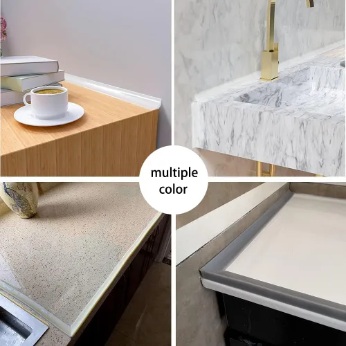 Miniatura 5 de Presa de agua para umbral de ducha, barrera impermeable de silicona autoadhesiva para baño y cocina, ducha, protección para separación seca y Blanco