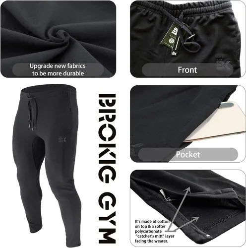 Miniatura 5 de Brokig - Pantalones deportivos con cremallera para hombre, pantalones casuales para entrenamiento y gimnasia, cómodos pantalones de chándal