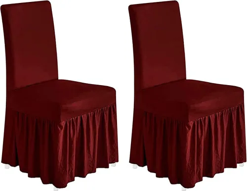 Miniatura 27 de molasofa Juego de 6 fundas para sillas de comedor, fundas elásticas para sillas con falda para cocina, protectores de asiento de cocina, decoración
