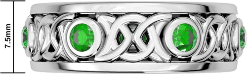 Miniatura 3 de US Jewels Anillo giratorio de plata de ley 925 para hombre con esmeralda simulada