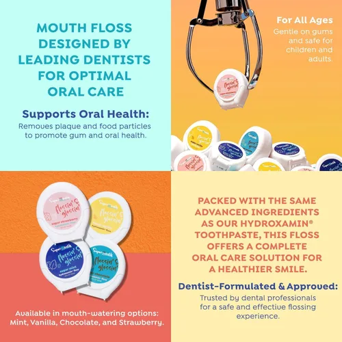 Miniatura 5 de SuperMouth® Hilo dental sin flúor, hilo dental expansible para eliminar la placa y soporte del esmalte, fórmula suave para niños, adultos y mujeres