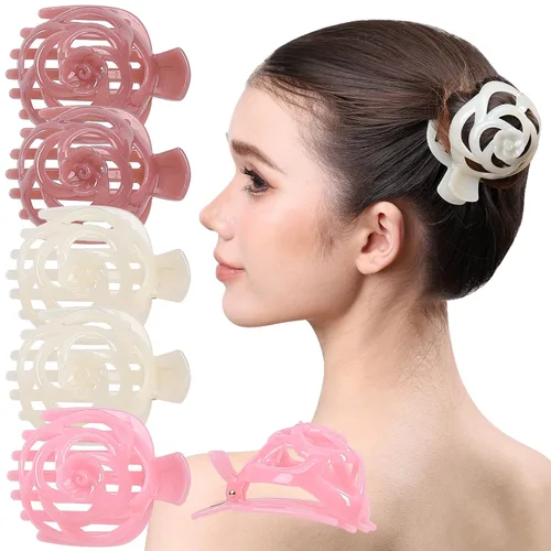 Miniatura 13 de RC ROCHE - 6 piezas para hacer moños para mujer, clip de pinza para el cabello, nido de pájaro, ballerina, soporte redondo francés, cúpula