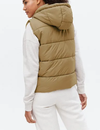 Miniatura 2 de Chaleco acolchado para mujer con capucha extraíble, sin mangas, con cremallera completa, chaqueta acolchada de plumón