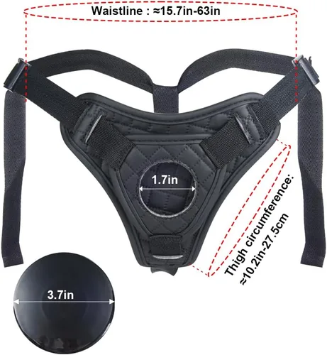 Miniatura 6 de Correa en el consolador con correa ajustable universal para mujeres, juguete sexual lésbico, con ventosa de poliuretano, pantalones de cuero