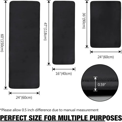 Miniatura 2 de Alfombra de baño de espuma viscoelástica negra, alfombra de baño larga y estrecha, alfombra de baño de microfibra antideslizante, suave, absorbente