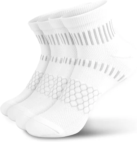 Miniatura 13 de IRAMY Calcetines de compresión de tobillo para hombres y mujeres, acolchados, para correr, atléticos, alivio de la fascitis plantar, 2/4/6 pares