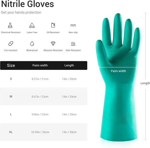 Miniatura 2 de ThxToms 5 pares de guantes de nitrilo resistentes a productos químicos, 15 mil, 13 pulgadas, guantes reutilizables de látex sin goma, resistentes