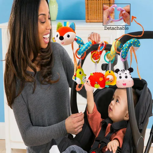 Miniatura 6 de Juguetes de asiento de automóvil para bebés, juguetes de peluche en espiral para bebés de 0 a 6 meses, cochecito colgante de juguete, regalo