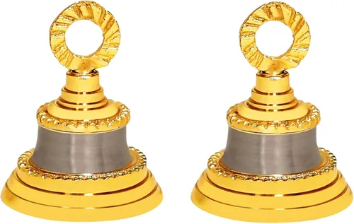 Miniatura 8 de Juego de 1 campanas de latón plateado dorado de 2 pulgadas, decoración de Navidad, cascabel, trineo, manualidades, decoración del hogar, elefante