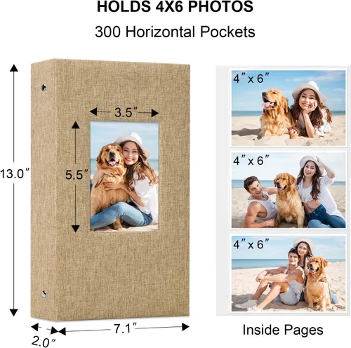 Miniatura 39 de Vienrose - Álbum de fotos de lino con 300 bolsillos de 4 x 6 pulgadas, cubierta de tela, para bodas, familias, aniversarios y bebés Morado
