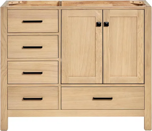 Miniatura 23 de ARIEL Cambridge - Mueble base de tocador de baño de 36 pulgadas, madera maciza, 2 puertas de cierre suave, 5 cajones de cola de milano