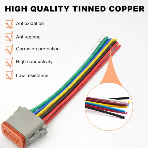 Miniatura 7 de Deutsch - Conector DT de 2 pines, 2 vías DT automotriz, impermeable, conector eléctrico macho hembra, arnés de cableado con cable de 16 AWG