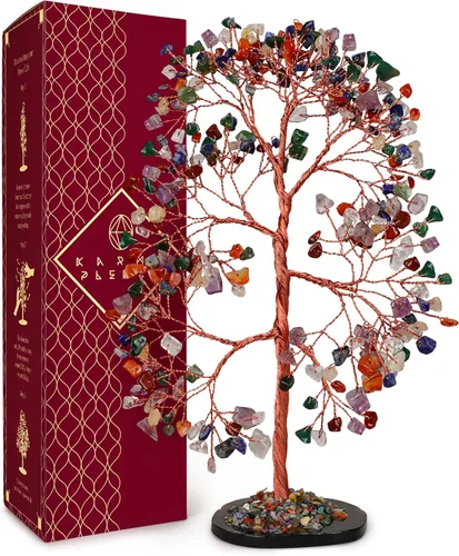 Miniatura 16 de Árbol de la vida de cristal de amatista curativos de chakras, árboles bonsái de Feng Shui para energía positiva, dinero, buena suerte, árbol