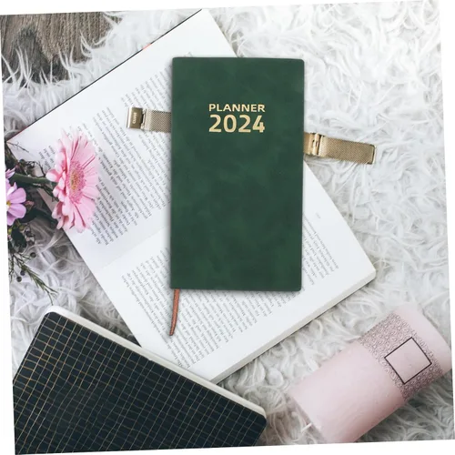 Miniatura 2 de Agenda 2024, agenda delicada, bloc de notas para planificación, multifunción, color verde oscuro, papel de oficina, agenda diaria, cuaderno
