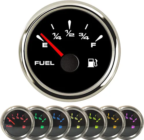 Miniatura 2 de SAMDO Medidor de Nivel de Combustible Digital Universal Universal Señal Ajustable de 7 Colores de Retroiluminación de 52mm 12V/24V 0-190ohm