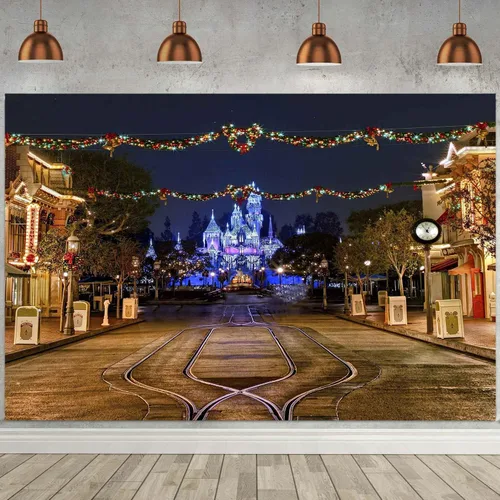 Miniatura 2 de BJMYMT95 - Telón de fondo para patio de juegos infantil para decoración de fiesta de cumpleaños, parque de atracciones para niños, vista nocturna