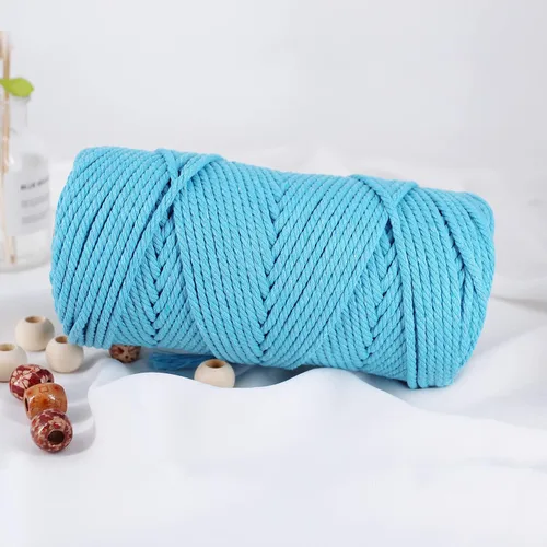 Miniatura 15 de Cordón de macramé de 1/64 pulgadas (0.157 in) de color rosa claro, hilo de algodón natural para tejer a mano a mano, 4 hebras para colgar