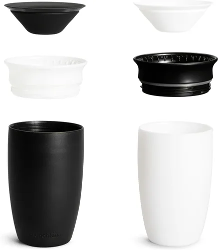 Miniatura 4 de Munchkin Vasos para niños pequeños de 1 a 3 años, a prueba de derrames, Miracle 360 tazas, 10 onzas, paquete de 2, negro/blanco