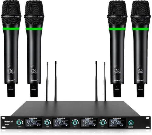 Miniatura 10 de Bietrun Sistema de micrófono inalámbrico de 8 canales con 8 micrófonos recargables inalámbricos, rango UHF de 295 pies, micrófonos dinámicos vocales