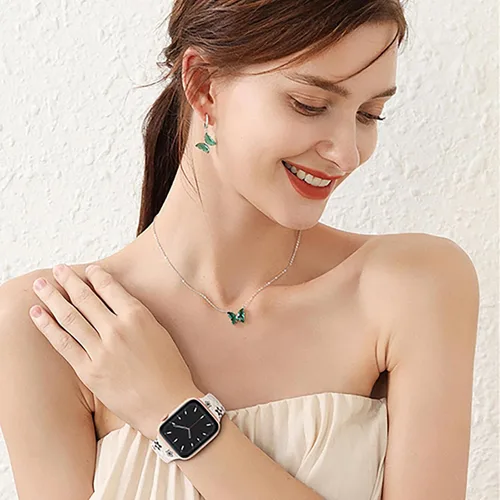 Miniatura 7 de Correas con grabado floral compatibles con Apple Watch Band de 1.49, 1.57, 1.61, 1.65, 1.73, 1.77, 1.92 pulgadas para mujeres, correas deportivas