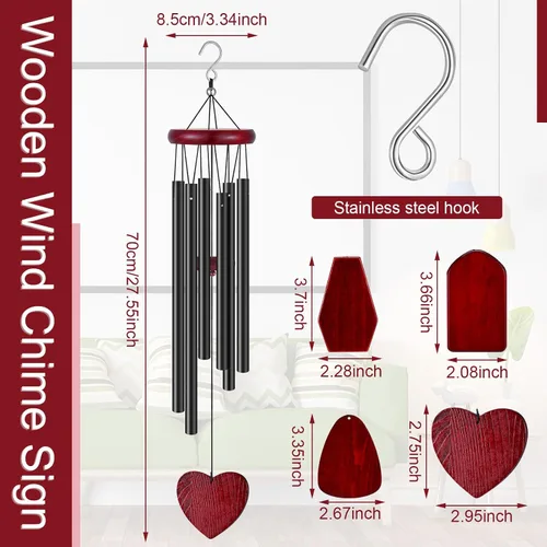 Miniatura 2 de Tatuo 4 Piezas Carillones de Viento Conmemorativos de 28 Pulgadas de Madera Carillones de Viento de Condolencia Regalo de Condolencias DIY