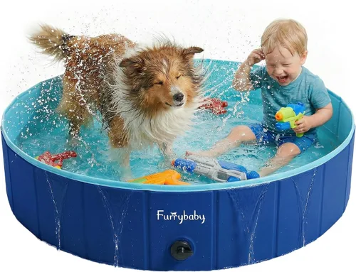 Miniatura 12 de Furrybaby Piscina para perros, piscina infantil plegable de plástico duro para perros grandes, portátil para mascotas, para nadar