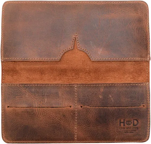 Miniatura 4 de Hide & Drink, Cartera para teléfono celular hecha a mano de cuero de grano completo, Bourbon Marrón, Cartera de viaje