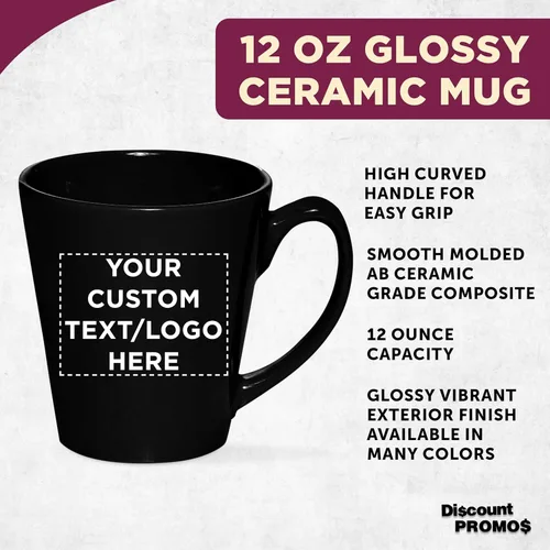 Miniatura 3 de DISCOUNT PROMOS Taza de café con leche de cerámica brillante personalizada de 12 onzas, juego de 10/50/100 unidades personalizadas, paquete a