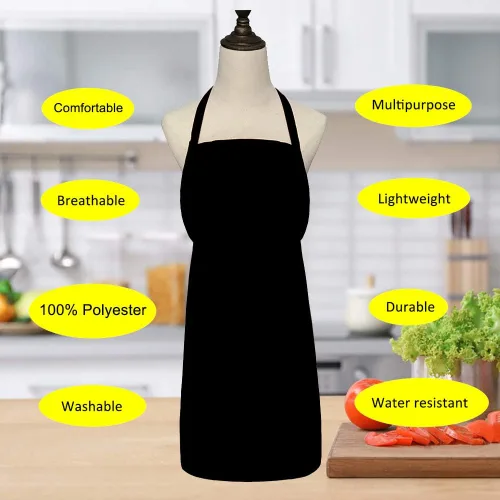 Miniatura 4 de Paquete de 9 delantales negros para mujeres, adultos, niñas y mujeres con bolsillos, delantales de cocina a granel para cocinar, pintar, barbacoa