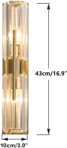 Miniatura 3 de Moderno aplique de pared de cristal de lujo con 2 luces doradas de latón de mediados de siglo, elegante lámpara de pared para dormitorio, pasillo