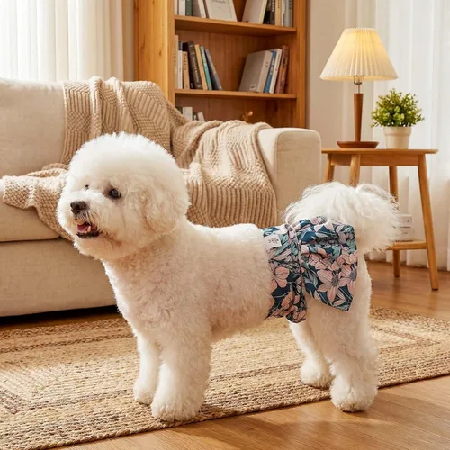 Miniatura 4 de CuteBone Pañales para perras con faldas, paquete de 3 vestidos reutilizables para cachorros, pantalones para el período de ciclo de calor QBD26XS