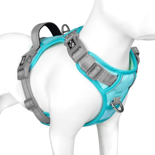 Miniatura 8 de PHOEPET Arnés para perro sin tirones, chaleco para perro reflectante ajustable de colores únicos, con mango de entrenamiento suave, clips de metal