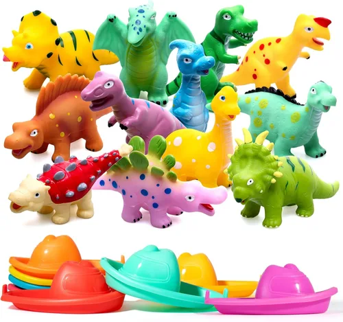 Miniatura 12 de Hely Cancy Juguetes de baño de dinosaurio para niños pequeños, sin agujeros, bañera de bebé, ducha, agua, piscina, juguetes