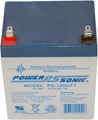 Miniatura 2 de Power Sonic PS-1250 Batería de plomo ácido sellada recargable 12V 5AH para uso general, médica, iluminación de emergencia, incendios y seguridad