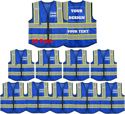 Miniatura 15 de Chaleco de seguridad reflectante de malla con logotipo personalizado con cremallera Chaleco de alta visibilidad para construcción al aire libre Ropa