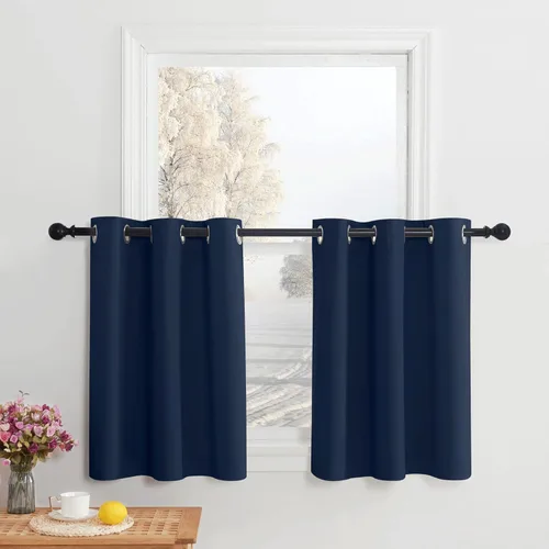 Miniatura 81 de NICETOWN Cortinas opacas de cocina para ventana sobre el fregadero, aislamiento térmico, decoración del hogar, pequeños niveles opacos con ojales
