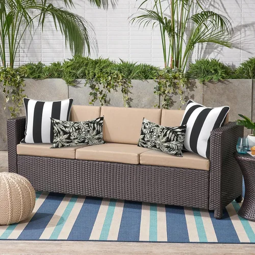 Miniatura 663 de Juego de 2 almohadas para exteriores de 16 x 16 pulgadas, repelentes al agua con interiores, para muebles de patio, hogar, jardín, geometría bohemia