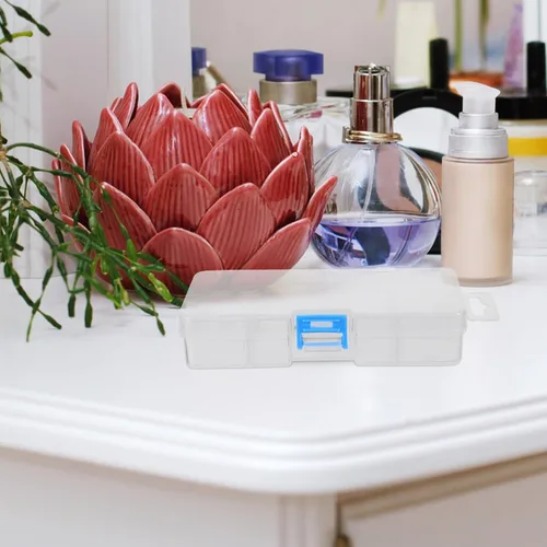 Miniatura 2 de Healifty Caja de herramientas transparente para arte de uñas, organizador de 8 ranuras con tapa, estuche de almacenamiento de manicura de plástico